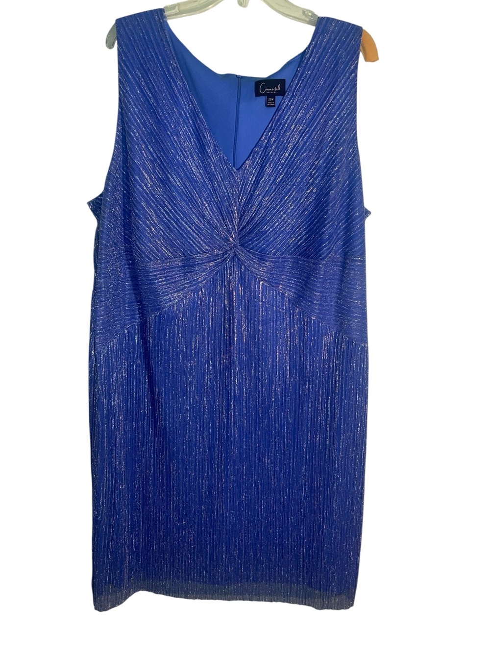 Connected Apparel, Metallic, v-neck, twist front dress. 22W GUC - Picture 7 of 10